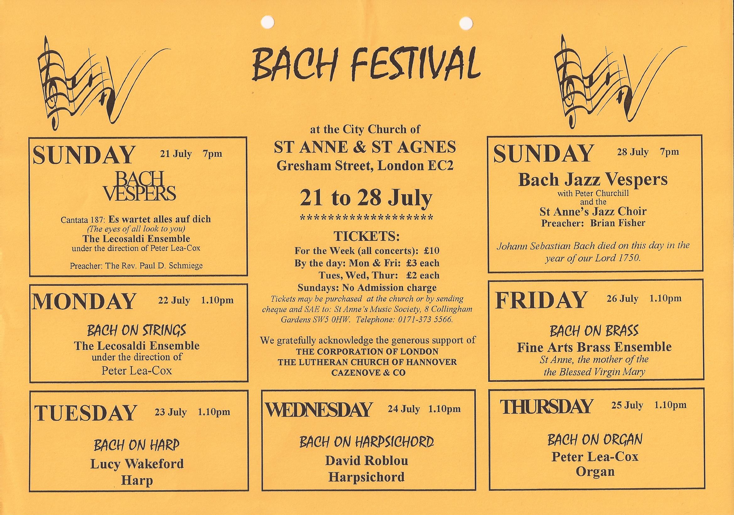 bach festival 1996